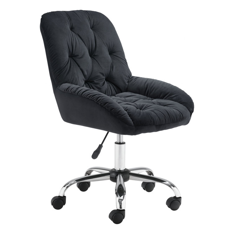 Mercer41 Extra Comfy Black Velvet Rolling Office Chair | Wayfair.ca
